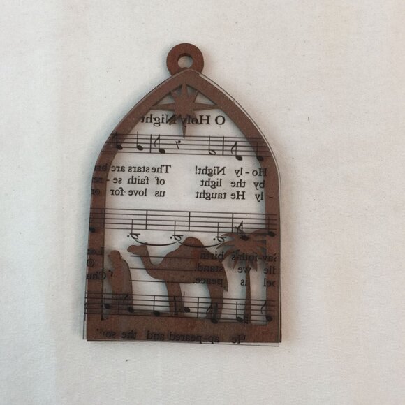 Wood Laser Cut Nativity Christmas Ornament w/Carol Music 4" Set of 6 Lot #4 - Picture 11 of 14